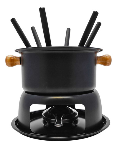 Aparelho De Fondue Para 6 Pessoas Compacto De Cerâmica Cor Preto