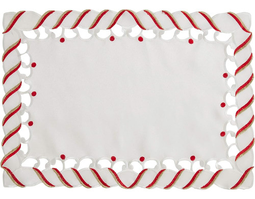 Mantel Individual Navideño De Diseño De Bastón De Caramelo (