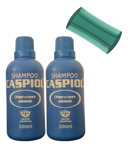Kit Com 2 Shampoo Caspiol 100ml Natural + 1 Pente Fino
