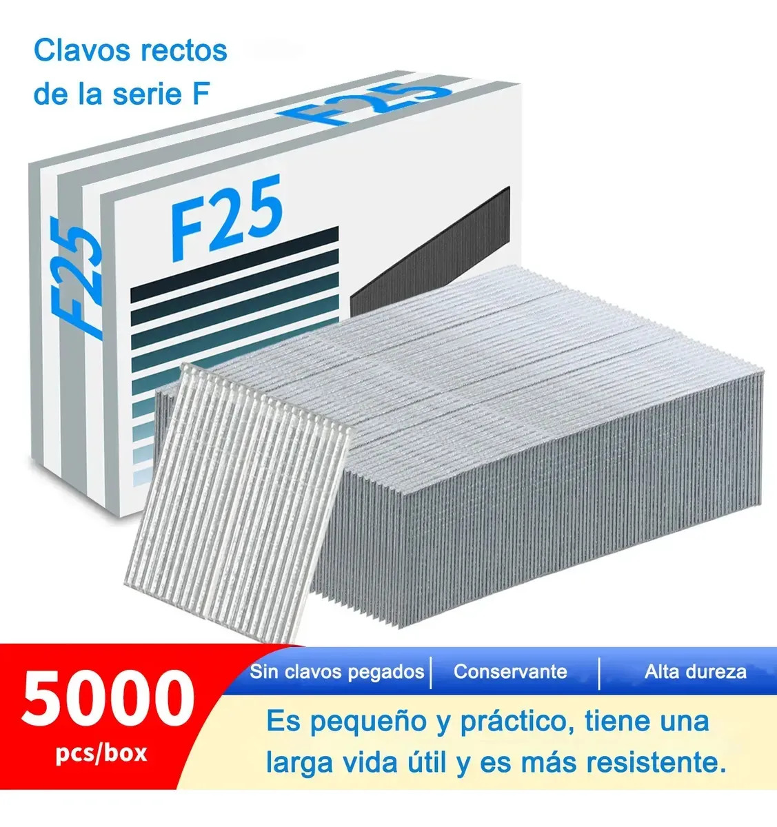 Caja con 5000 Clavos para Clavadora Calibre 18 de Acero Inoxidable