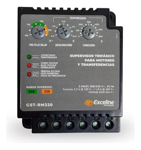 Supervisor Trifasico 220 Exceline Motores Y Transferencias