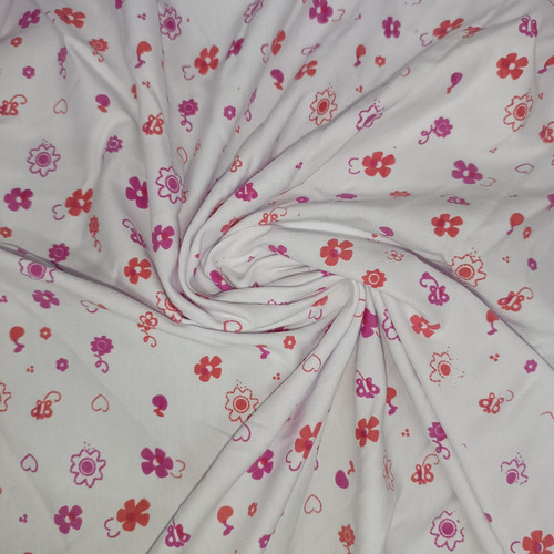 Tela Algodon Con Lycra 30.1 Estampado Ideal Lenceria Blanco Florcitas