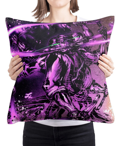 Cojin Almohada Zoro One Piece Diseño Fondo Morado 45x45cm   