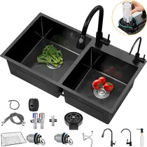 Comprar Fregadero De Cocina Tarja Doble Acero Inoxidable Organizador Fregadero Tarjas 80*45*22cm Aplicación De Múltiples Escenarios 304 Acero Inoxidable