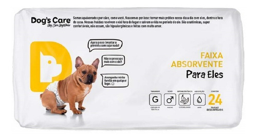 Imagem 2 de 3 de Fralda Descartável Higiênica P/ Cães Macho Dogs Care G 24 Un