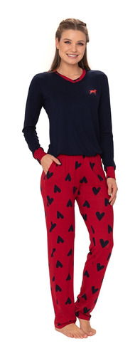 Pijama Feminino Longo Inverno Viscolycra Estampado 235179