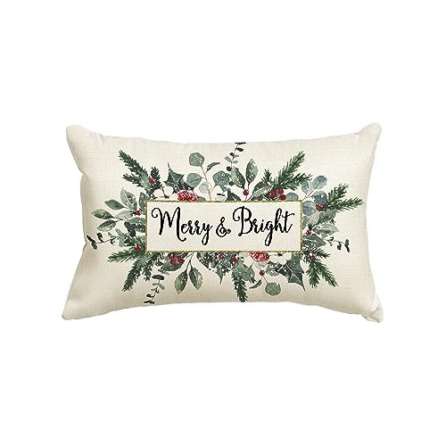 Funda De Almohada De Acebo Eucalipto Merry & Bright, Fu...