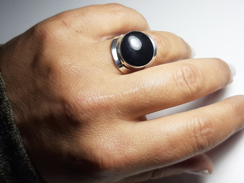 Anillo Plata Peruana 950 Con Onix 5,4grs