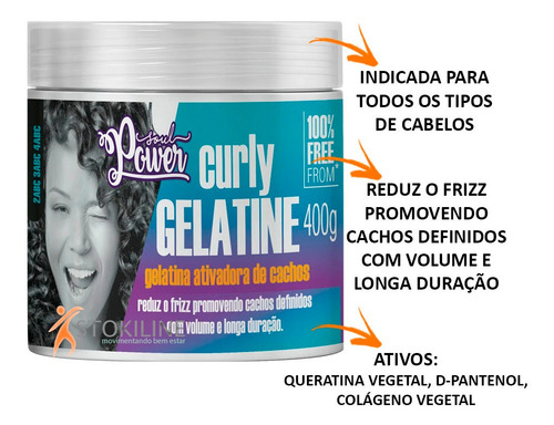 Imagem 2 de 4 de Gelatina Ativadora De Cachos Soul Power Curly 400g - 2 Potes