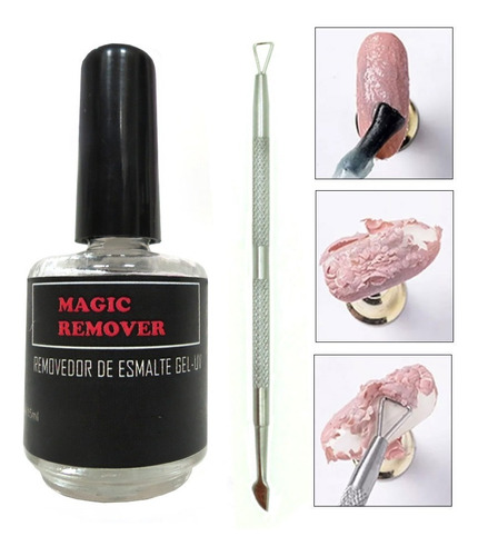 Removedor Magico Esmalte Semipermanente + Repujador Acero