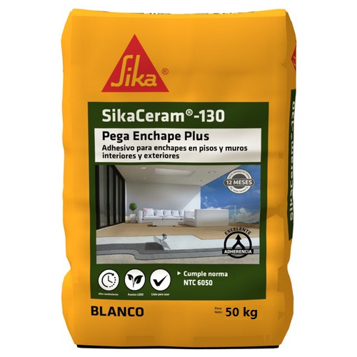 Sikaceram 130 Plus Blanco Pegaenchape Pisos Exterior X 50 Kg