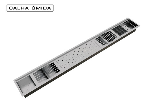 Calha Úmida Canal Equipado Escorredor Louça Inox Embutido