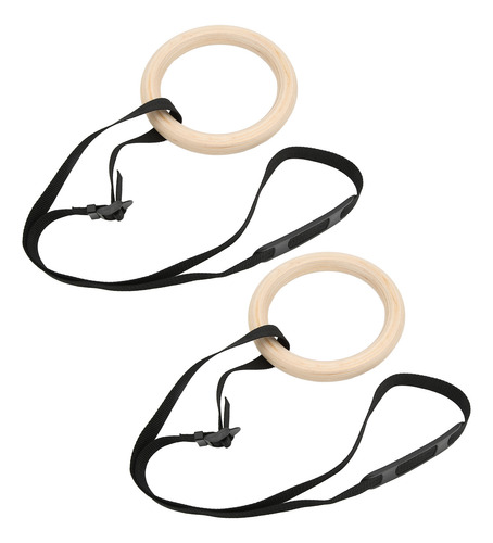 1 Par De Anillos De Gimnasia De Madera Con Hebilla Ajustable
