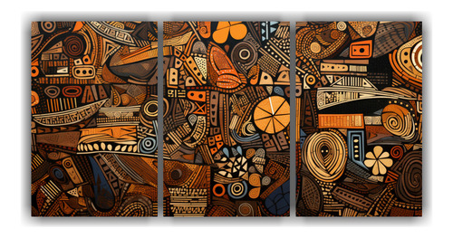 60x30cm Cuadro Decorativo Reinterpretación Tribal Africana