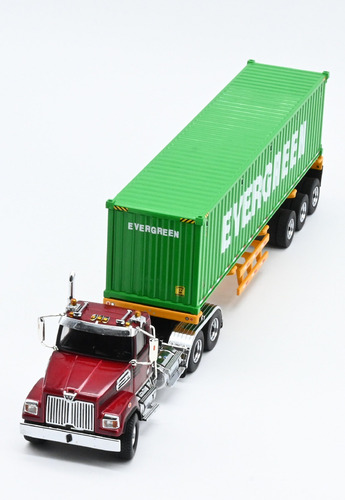 Tráiler Escala 1/50 Western 4700 Contenedor Evergreen 71049 Color Verde Lima