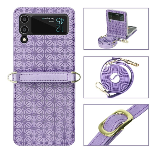 Funda De Cadena Con Estampado Morado Para Samsung Galaxy Z F