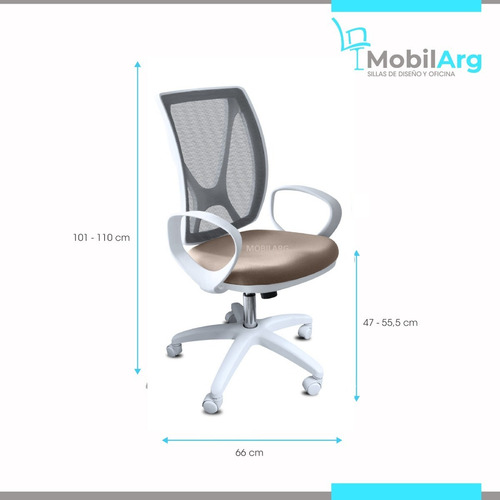 Imagen 4 de 10 de Sillón Ejecutivo Ergonómico Alma Estrella Ruedas Blancas