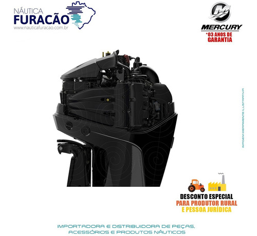 Motor De Popa Mercury 4 Tempos 200hp Xl Efi V6 Dts Preto