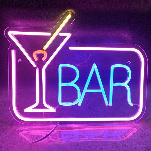 Letrero Led Neon Bar Copa 32*40cm Luminoso