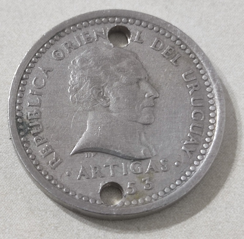 Moneda 2 Centésimos Perforada 1953