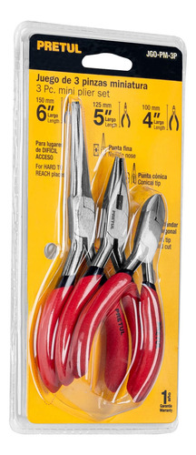 Juego De 3 Mini Pinzas Mangos De Pvc Pretul