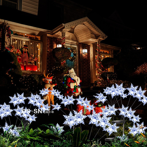6 Luces Solares Decorativas De Navidad, 8 Copos De Nieve