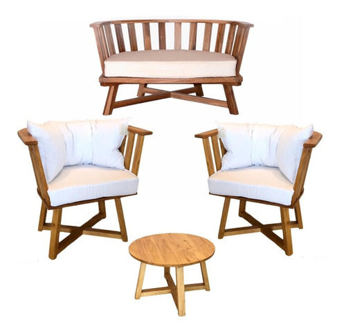 Set Sillon Gervasoni 2 Cuerpos + 1 Cuerpo + Mesa + Almohadon Color Marrón