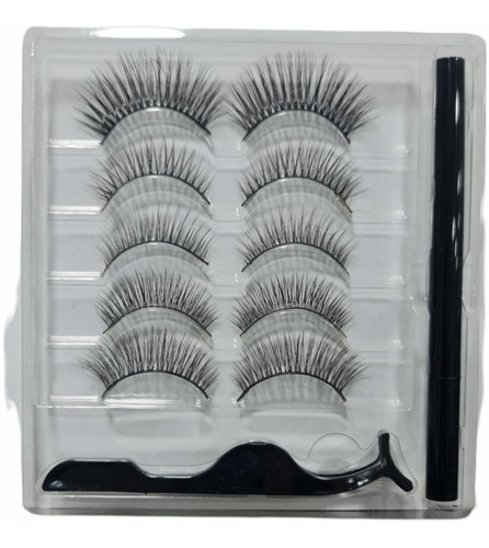 Imagem 3 de 4 de Kit 5 Pares Cílios Magnéticos Delineador Aplicador Promoção