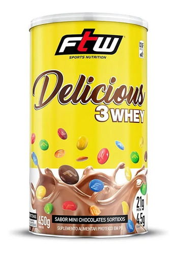 Delicious 3 Whey Protein Ftw 450g - Proteínas E Aminoácidos Sabor Mini Chocolates Sortidos