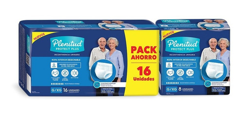Imagen 2 de 4 de Pañal Para Adultos Plenitud Protect Plus X 8 Y X 16 Combo