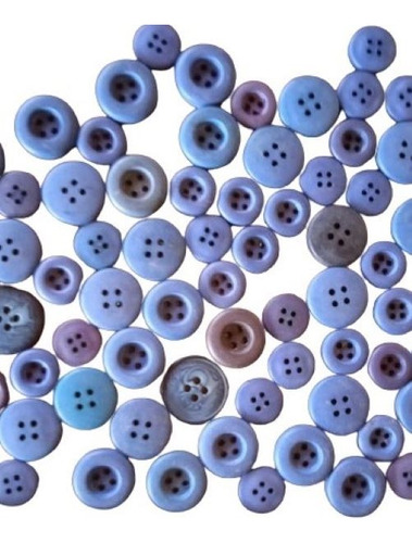 Botones Surtidos 100 Un Gama De Color  Azul Varios Tamaños 