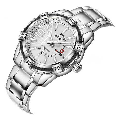 Relógio Masculino Original Analógico Pulseira Em Aço Prata