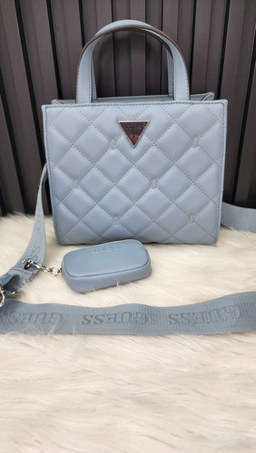 Bolsa Guess Le884781 Nueva 100 % Original Con Etiqueta Celeste Lisa Níquel Celeste