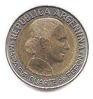 Moneda Argentina 1 Peso Eva Peron 1997bimetalica Sincircular