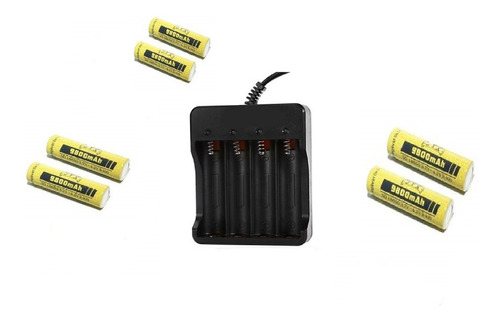 Kit Carregador +6 Baterias 18650 3,7/4,2v 9800mah Jyx 