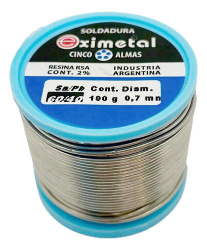 Estaño Rollo 60/40 0.7 / 1 Mm Eximetal Carrete X 100 Grs