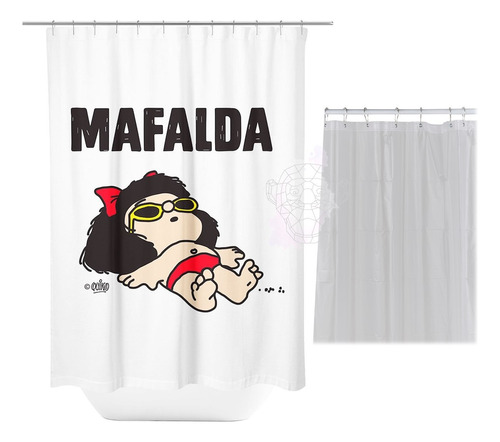 Cortina Baño Mafalda Tela Teflonada Impermeable + Protector