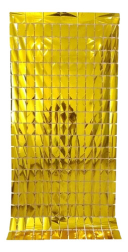 4 Cortina Metálica Cuadrada Tipo Panel Decorativo Cuadros 4d Color Dorado