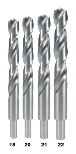 Kit 4 Brocas Aço Rápido 18mm 20mm 21mm 22mm Com Rebaixo