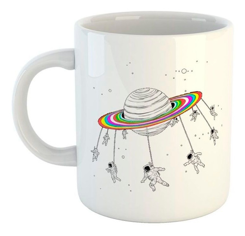 Taza De Ceramica Astronauta Circo Planeta Color