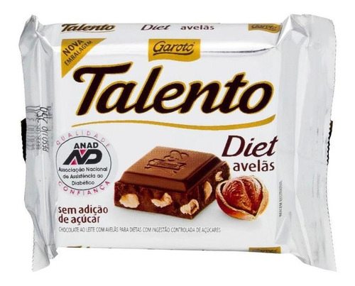 Chocolate Talento Garoto Diet Avelã 25g