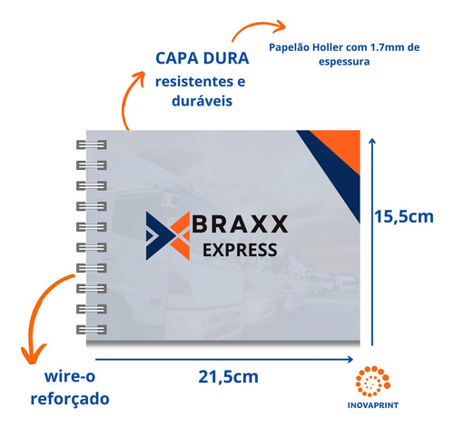 10 Cadernos A5 Horizontal Com Logomarca Na Capa E Miolo