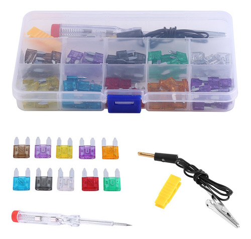 Qiilu Kit De Fusibles De Hoja De Coche, 100 Piezas 2a/3a/5a/7.5a/10a/15a/20a/25a/30a/35a De Mini Juego De Fusibles De Hoja, De Fusibles Automotrices Para Coche, Camión, Suv