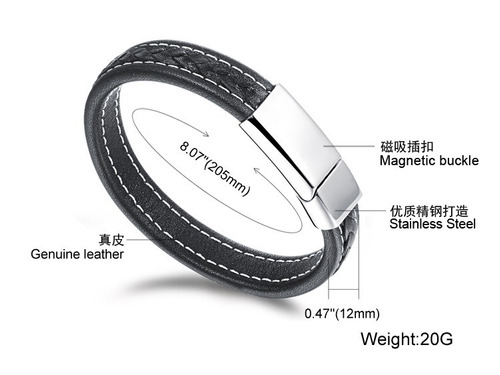 Imagen 5 de 9 de Pulsera Caballero Piel Con Acero - 545