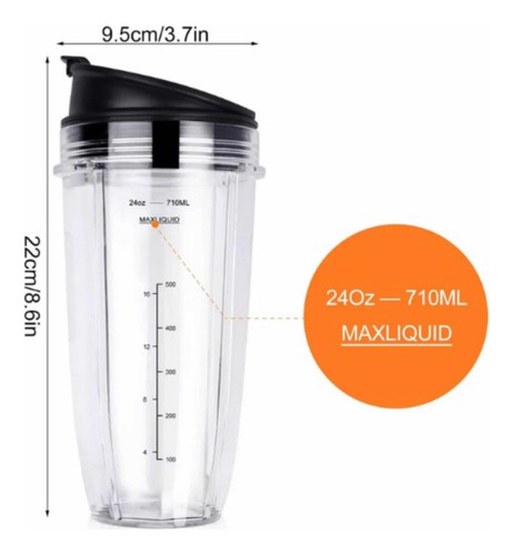 Vaso Jarra Para Licuadora Ninja De 24 Oz Incluye Tapa