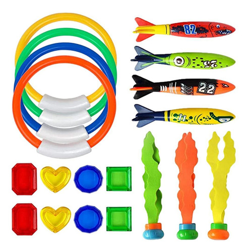 Kit De Juguetes De Buceo 19 Piezas De Plástico De Piscina