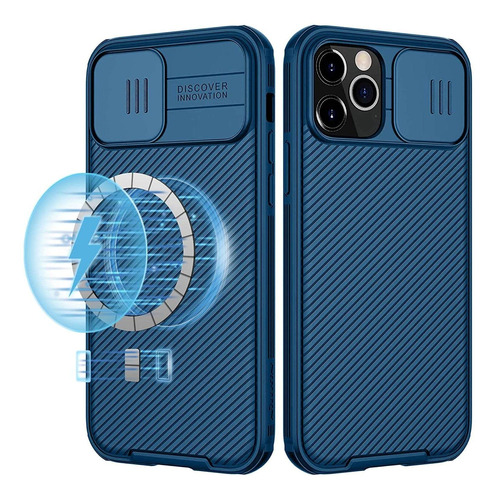 Funda Para iPhone 13 Pro Max Azul Proteccion Lente