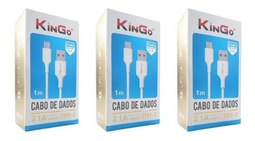 Kit 3 Cabos Usb-c Kingo Branco 1m 2.1a Para Galaxy A31