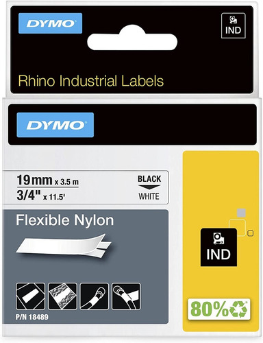 Dymo Rhino Cassette Nylon Blanco 19 Mm (3/4 ) X 3,5 M