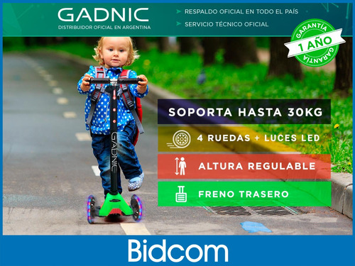 Imagen 2 de 10 de Monopatín Gadnic Con Luces Chicos Niños Infantil Con Freno